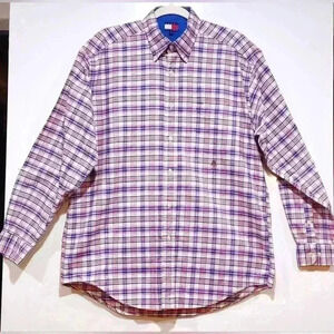 Vintage 90’s Tommy Hilfiger Crest Logo Plaid Men’s Button Down Shirt T623-619